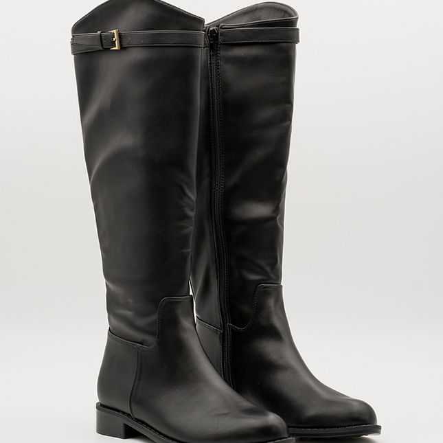 Buonarotti Stiefel Schwarz Lederlook Schnalle