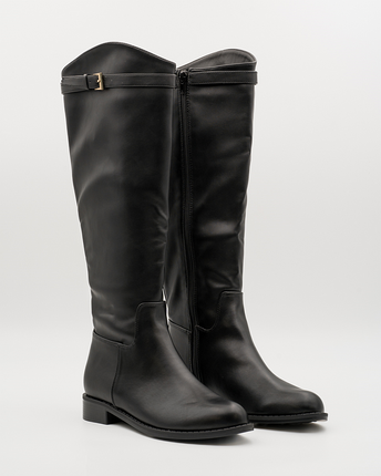 Buonarotti Stiefel Schwarz Lederlook Schnalle