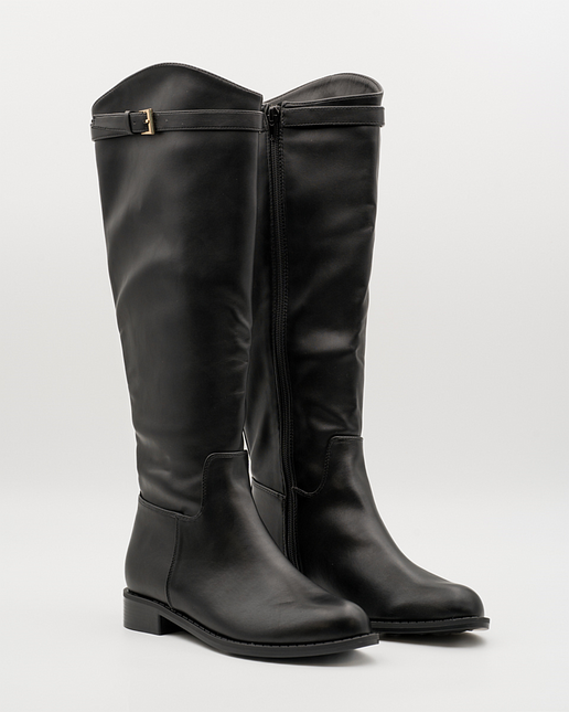 Buonarotti Stiefel Schwarz Lederlook Schnalle