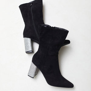 Buonarotti Stiefel Schwarz Suedine mit Strass Absatz