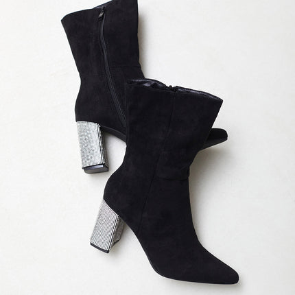 Buonarotti Stiefel Schwarz Suedine mit Strass Absatz