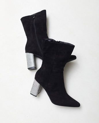 Buonarotti Stiefel Schwarz Suedine mit Strass Absatz