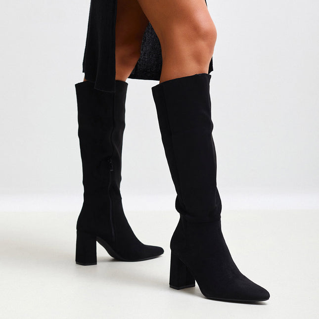 Buonarotti Stiefel Schwarzes Veloursleder