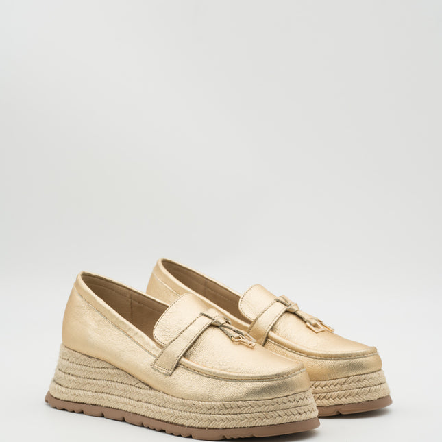 Buonarotti Loafers Gold Keilabsatz