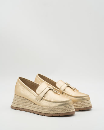 Buonarotti Loafers Gold Keilabsatz