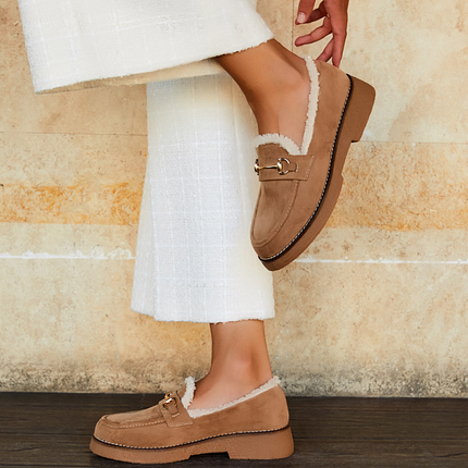 Buonarotti Loafers Khaki Suedine Teddy