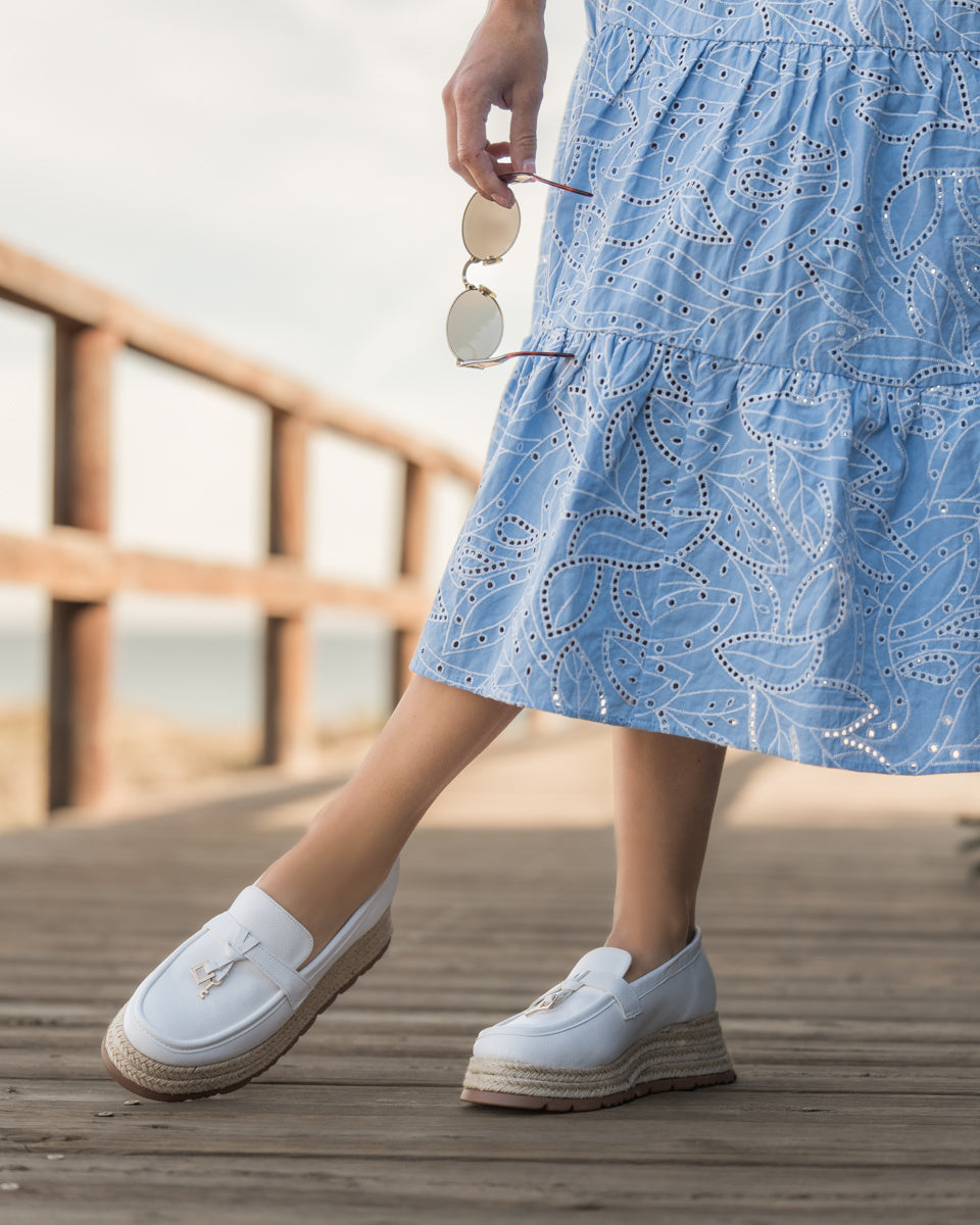 Buonarotti Loafers Weiß Keilabsatz