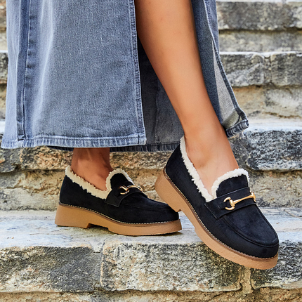 Buonarotti Loafers Schwarz Suedine Teddy