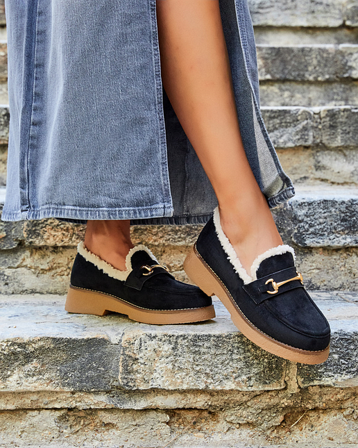 Buonarotti Loafers Schwarz Suedine Teddy