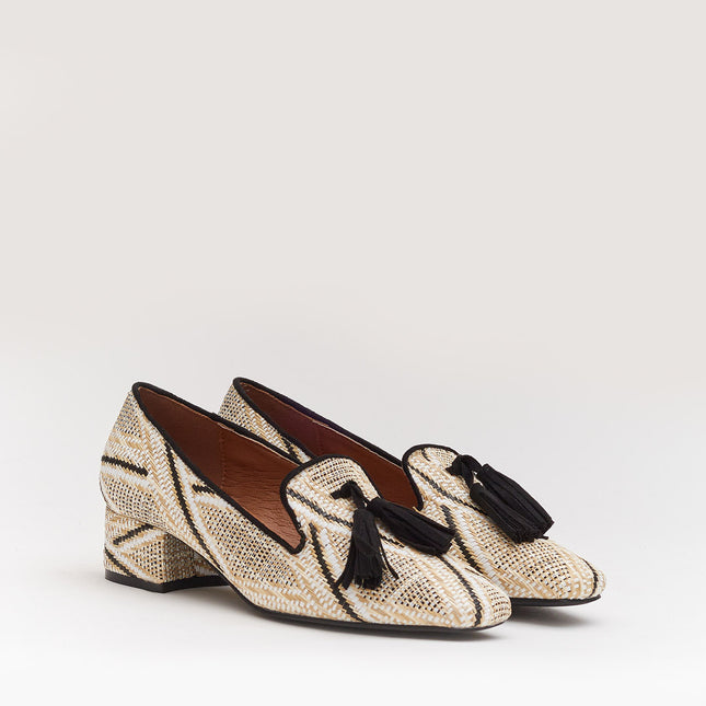 Buonarotti Mokassins Beige Segeltuch Schwarz