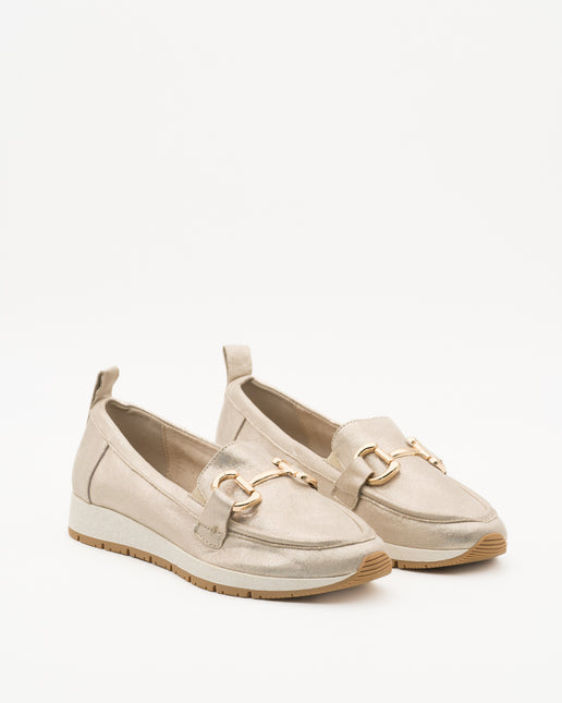 Buonarotti Mokassins Beige Schnalle Gold Spray
