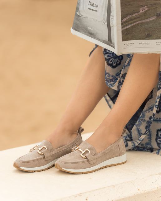 Buonarotti Mokassins Khaki Veloursleder Schnalle