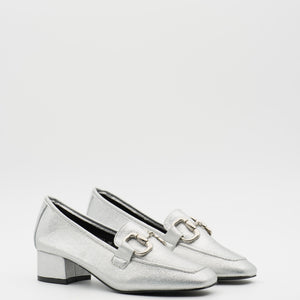 Buonarotti Mokassins mit Absatz Silber Schnalle