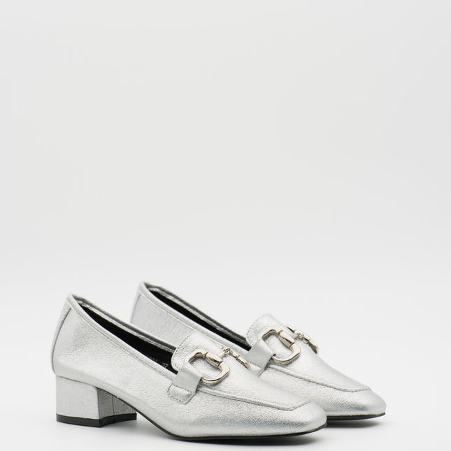 Buonarotti Mokassins mit Absatz Silber Schnalle