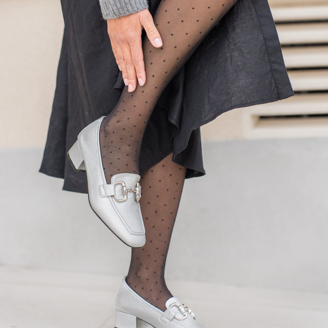 Buonarotti Mokassins mit Absatz Silber Schnalle