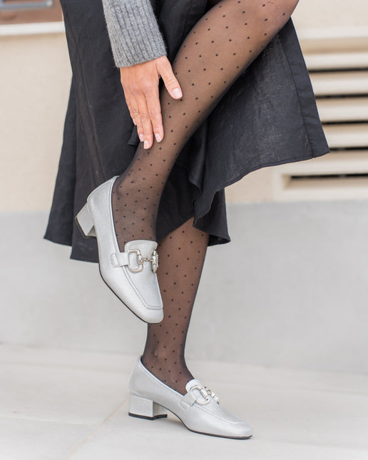 Buonarotti Mokassins mit Absatz Silber Schnalle