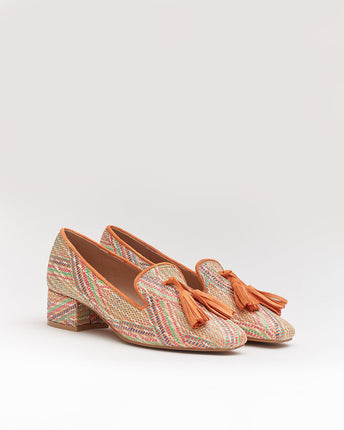 Buonarotti Mokassins Orange Segeltuch Fransen Farbig