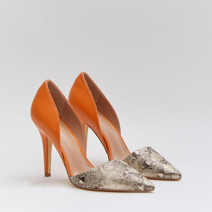 Buonarotti Pumps Orange Schlangendruck