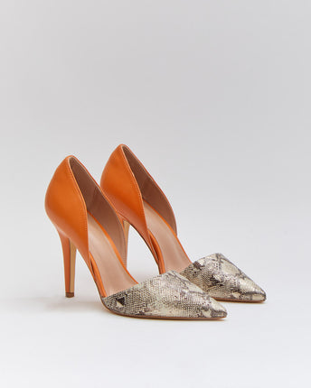 Buonarotti Pumps Orange Schlangendruck