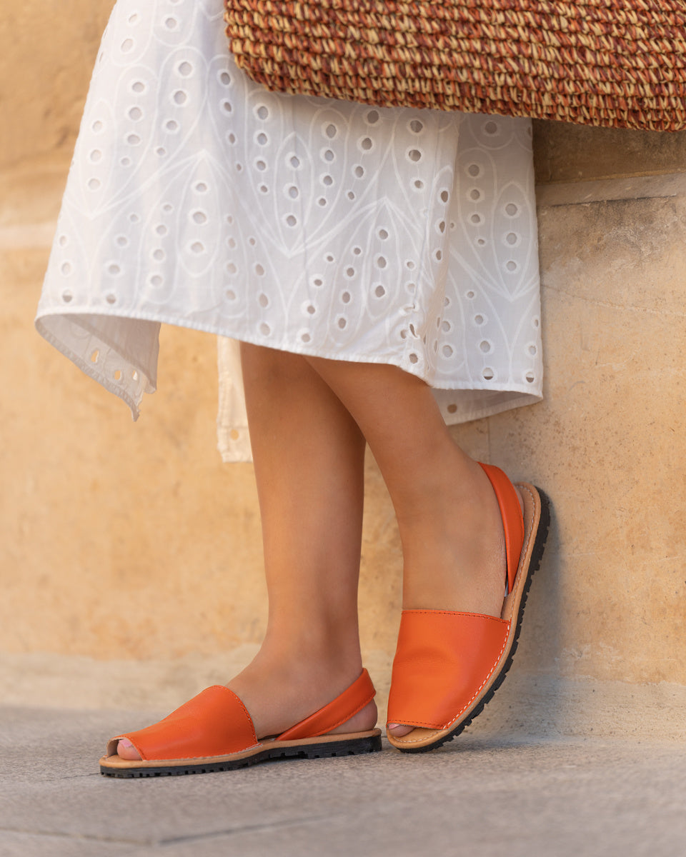 Buonarotti Sandale Hausschuhe Orange Leder