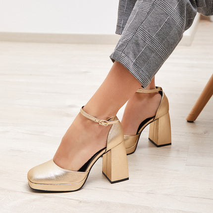 Buonarotti Sandalen Gold Blockabsatz Hoch