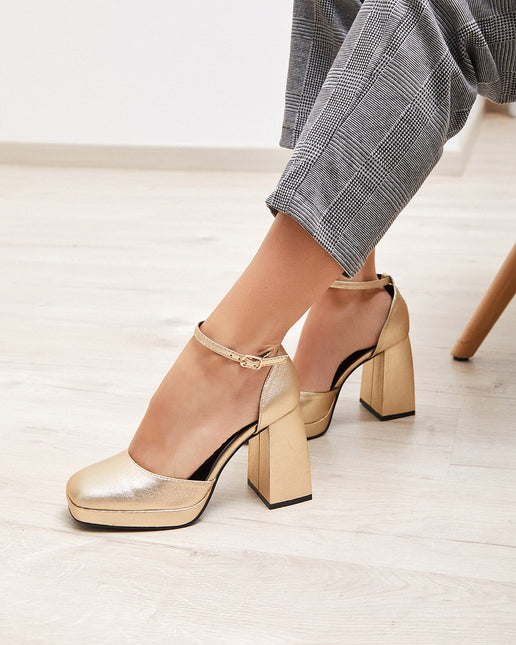 Buonarotti Sandalen Gold Blockabsatz Hoch