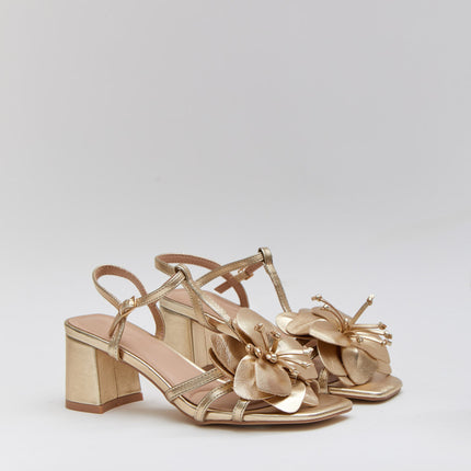 Buonarotti Sandalen mit Absatz Gold Blume