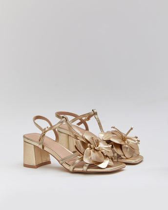 Buonarotti Sandalen mit Absatz Gold Blume