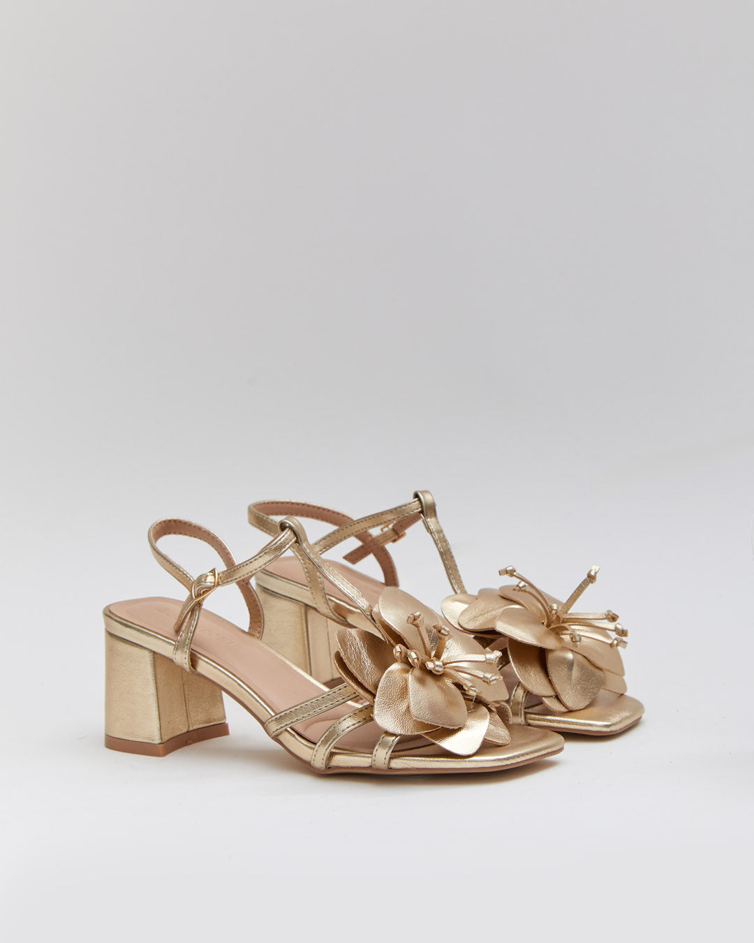 Buonarotti Sandalen mit Absatz Gold Blume
