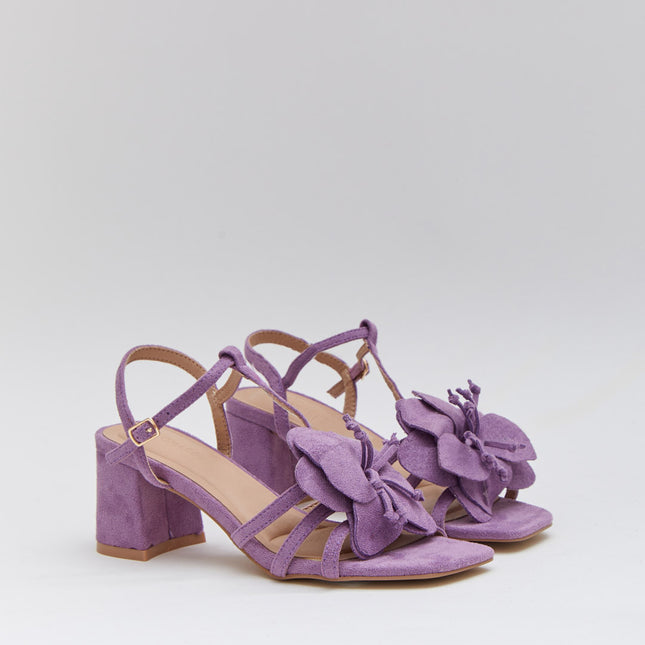 Buonarotti Sandalen mit Absatz Flieder Suedine Flower