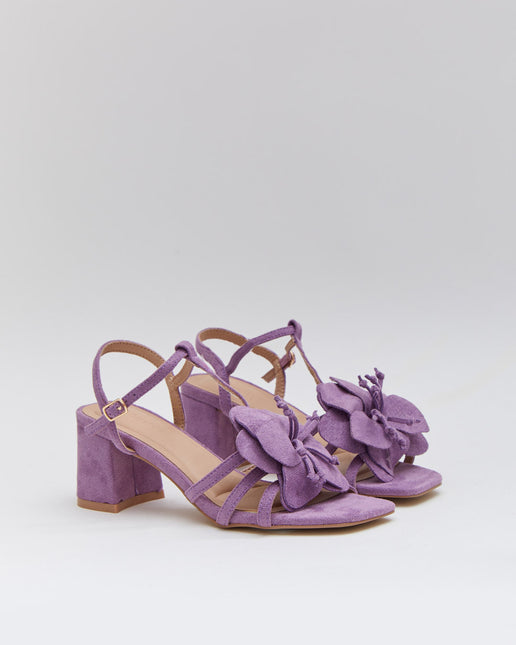 Buonarotti Sandalen mit Absatz Flieder Suedine Flower