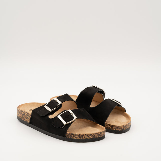 Buonarotti Sandalen Schwarz Suedine Schnallen
