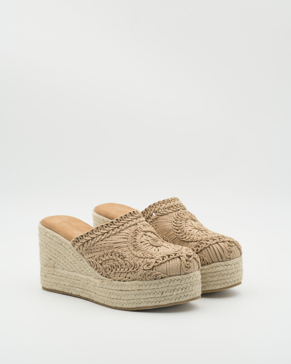 Buonarotti Keilabsatz Sandalen Beige Bohème