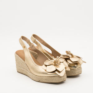 Buonarotti Keilabsatz Sandalen Gold Blume