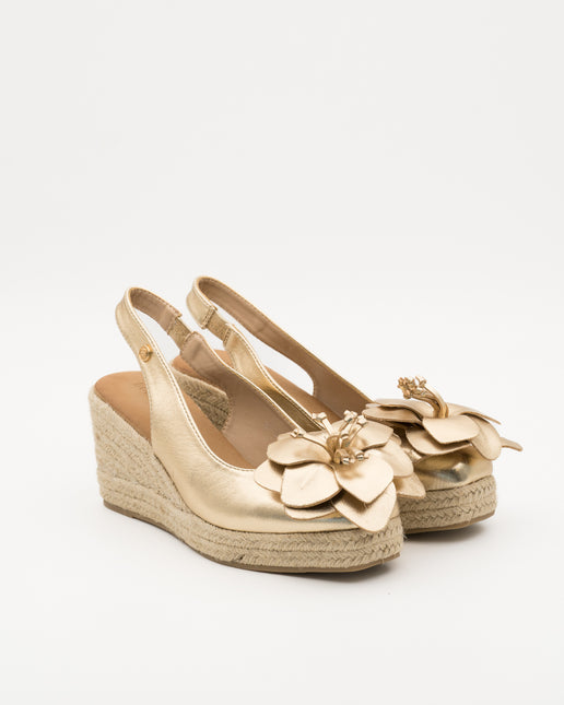 Buonarotti Keilabsatz Sandalen Gold Blume