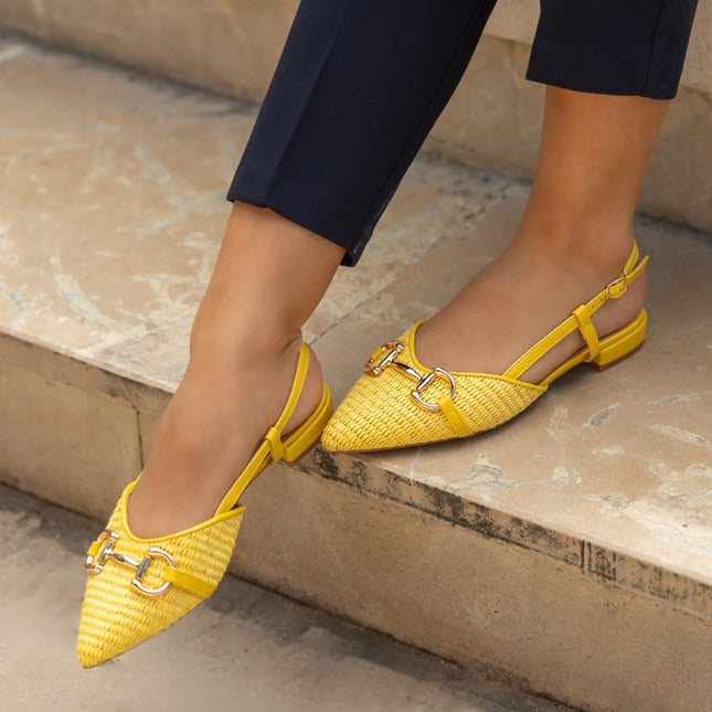 Buonarotti Slingback Gelb Segeltuch Schnalle