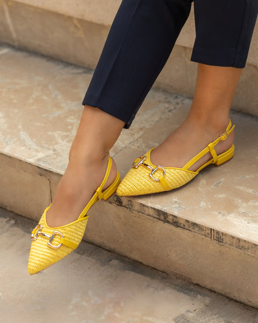 Buonarotti Slingback Gelb Segeltuch Schnalle