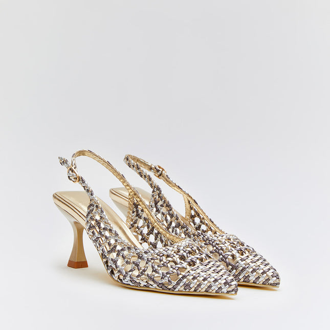 Buonarotti Slingback Gold Offen Grau Metallisch