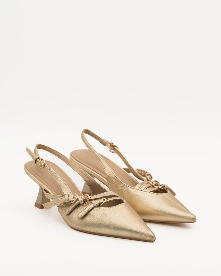 Buonarotti Slingback Heels Gold Schnallen