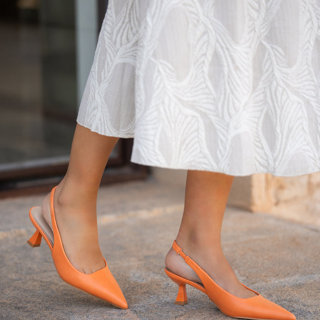 Buonarotti Slingback Heels Orange
