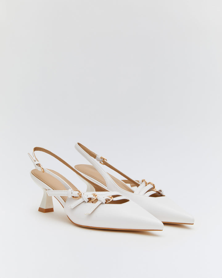 Buonarotti Slingback Heels Weiße Schnallen