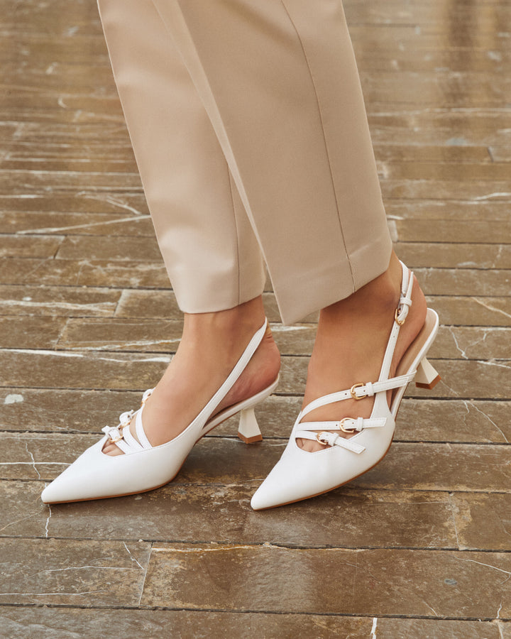 Buonarotti Slingback Heels Weiße Schnallen