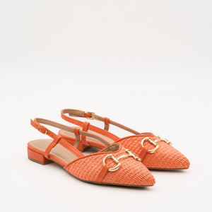 Buonarotti Slingback Orange Leinenschnalle
