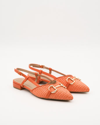 Buonarotti Slingback Orange Leinenschnalle