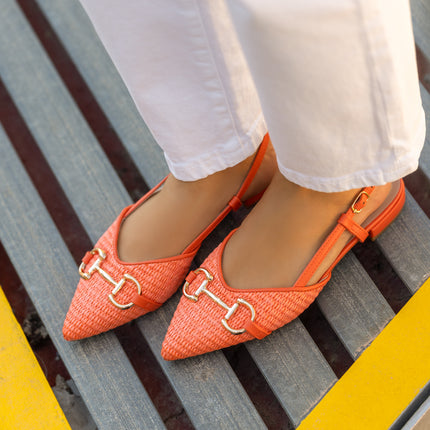 Buonarotti Slingback Orange Leinenschnalle