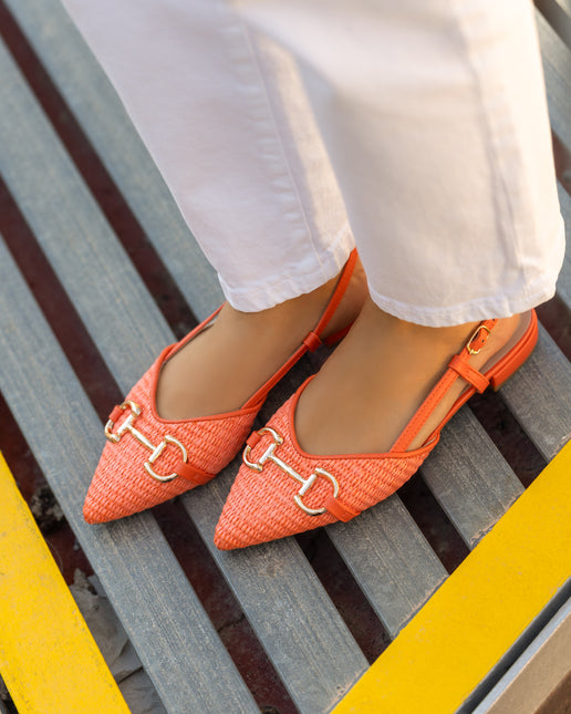 Buonarotti Slingback Orange Leinenschnalle