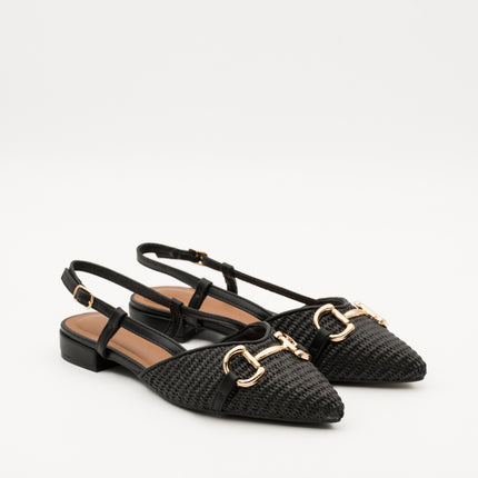 Buonarotti Slingback Schwarzes Segeltuch Schnalle