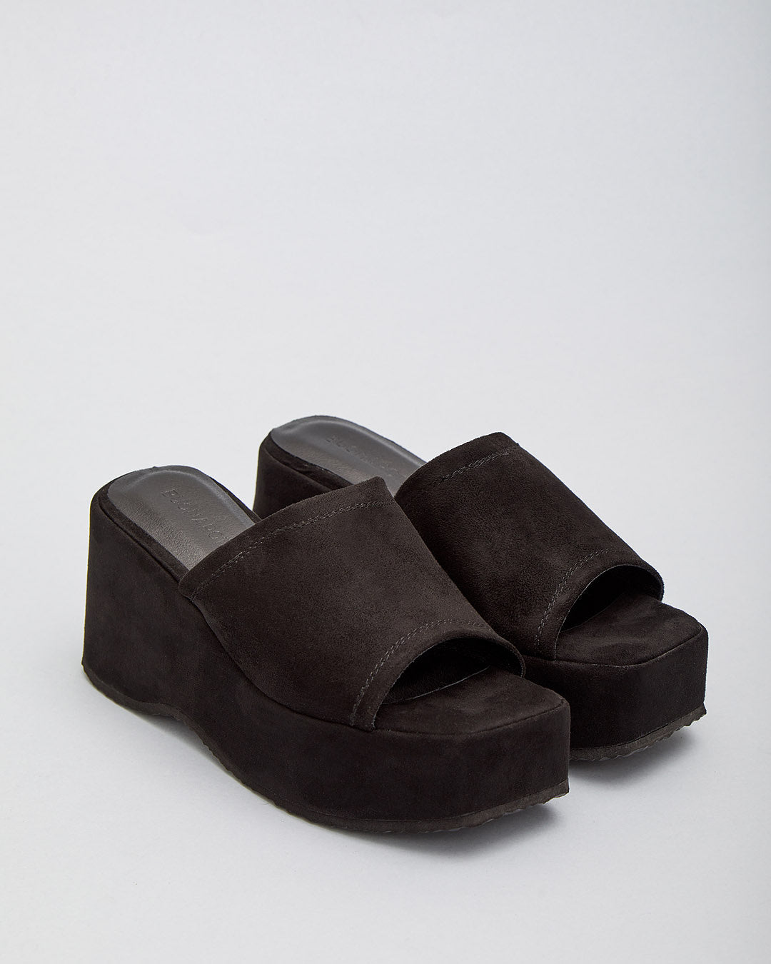 Buonarotti Keilsandalen zum Hineinschlüpfen Schwarzes Sämischleder Plateau