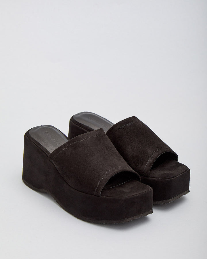 Buonarotti Keilsandalen zum Hineinschlüpfen Schwarzes Sämischleder Plateau