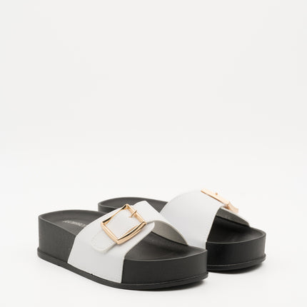 Buonarotti Hausschuhe Weiß Plateau Goldschnalle